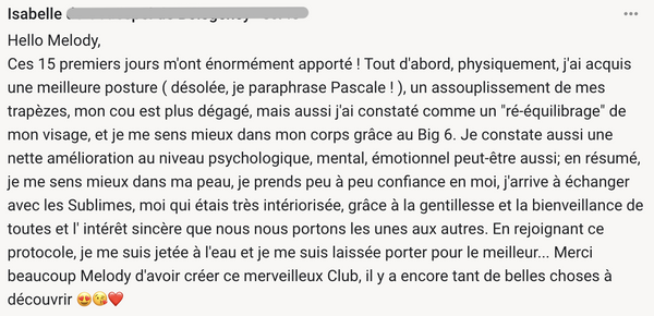 Témoignage cliente